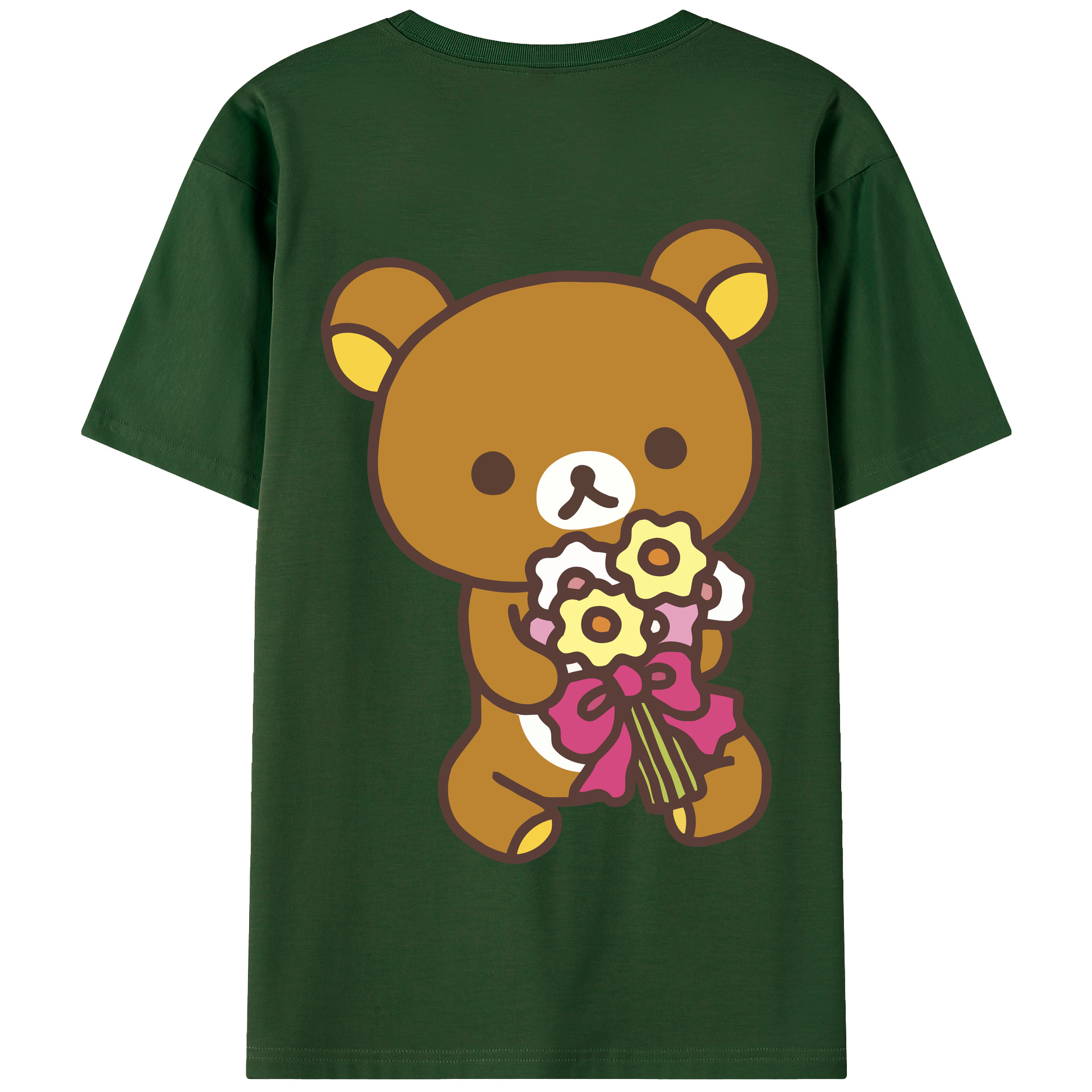 （画像用） リラックマ リラックマ キイロイトリ Rilakkuma Korilakkuma Kiiroitori 綿100％半袖Tシャツ（背面プリント）